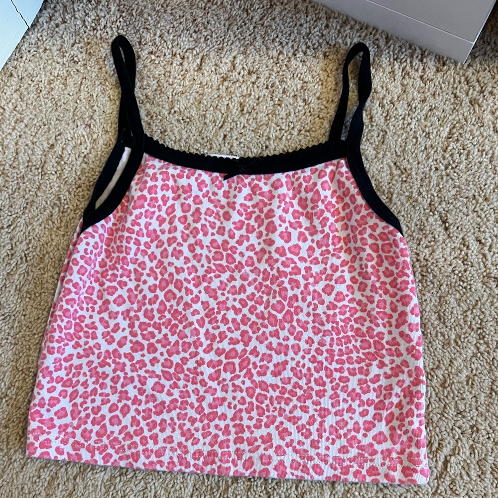 Authentic brandy melville pink cheetah print tank top with black detailing